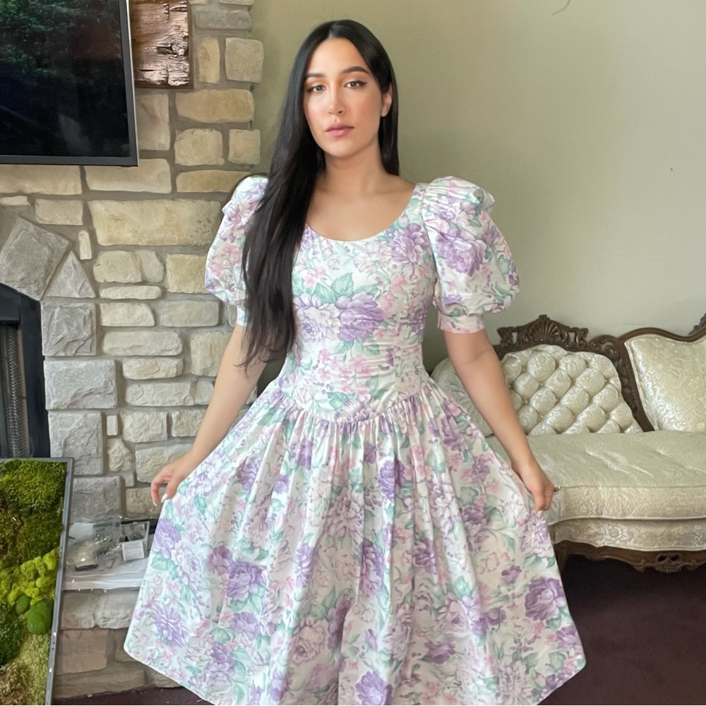 Puff sleeve princess dress floral